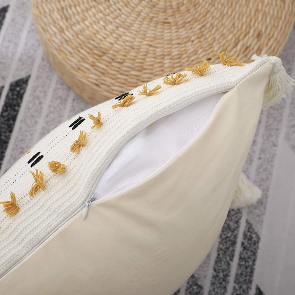 2PC Ländryggkuddfodral, Handvävda Tuftade Yellow Yellow