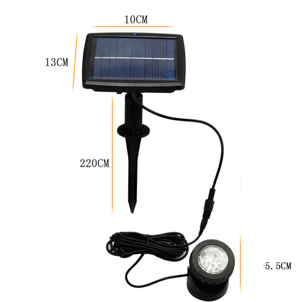 Solcelledrevet utendørs spotlight, 6 LED vanntette solcellelamper for dammer