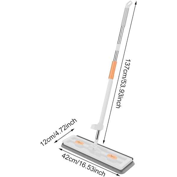 Roterbar Flat Mop-set med Urvridningsfunktion och Återanvändbara Mikrofiberdynor White + 6 rags