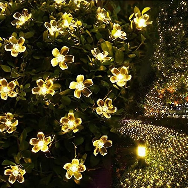 Utomhussolgarland, 6,5 m 50 led blomljus med 2 ljuslägen Ljusdekoration kompatibel med jul, träd, trädgård, terrass, balkong