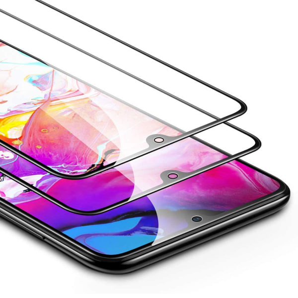 CQBB 2-pack kompatibel med Samsung Galaxy A70 Fulltäckande skärmskydd i härdat glas 2.5D helskärmskant