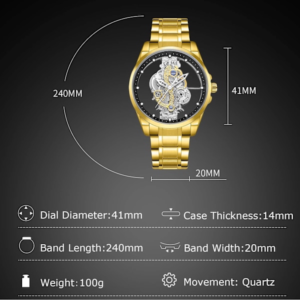 Minimalistisk Armbandsur för Män Analog Kvartsur Enkla Affärsmän Ur Skelett Rostfritt Stål Armband för Män Guld Silver Gold silver