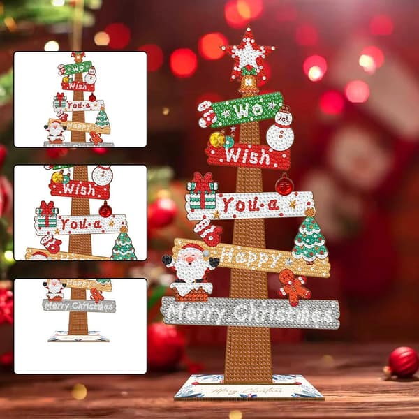 DIY Jul Diamantmålningskit, Specialformad Trä Julgransprydnad B