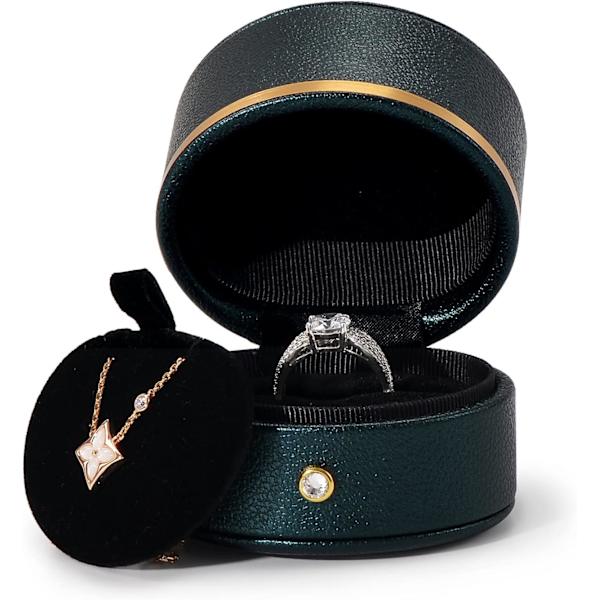 Läder Ringask Etui Förslag Bröllop Ring Presentask Multifunktionell Smyckeskrin Örhänge Halsband Presentask 1st green