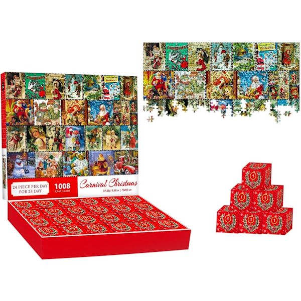 Puslespill Julekalender 2024, 1008 Brikker Juletellingspuslespill for Barn
