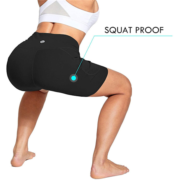 Högmidjade träningsshorts för kvinnor, yogaleggings med magkontroll, träningsshorts grå Grey M