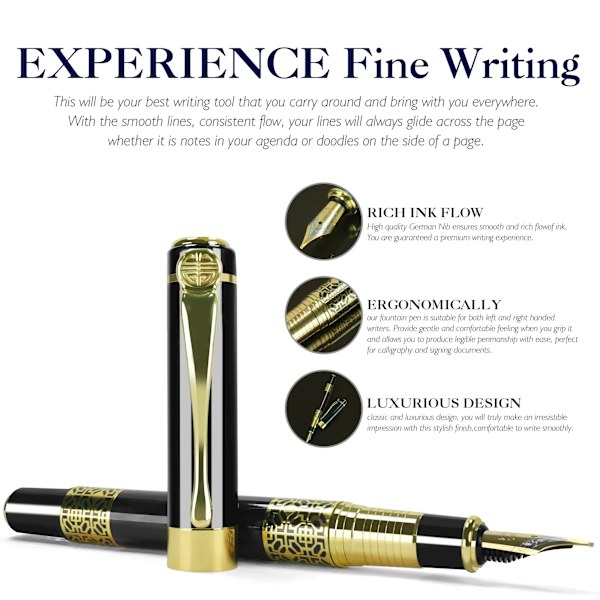 Retro Metal Fountain Pen F Nib Klassisk Design Med Konverter Høj Kvalitet Til Virksomhed Skrive Kontor Skole Leverancer Papirbygninger Brun F