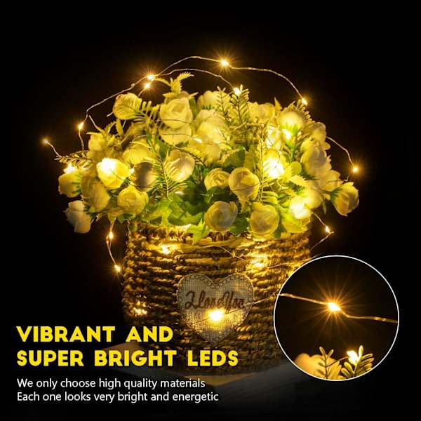 24 Pak LED Fe-lys, 7ft 20 LED Mini Lysstreng til Håndværk, Bryllup Warm White 24 Pack