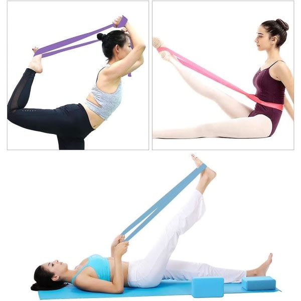 SQBB Yogablock 2-pack set - (yogablock med 1 yogarem) Högdensitet mjukt Eva-skumblock för yoga, allmän fitness, pilates, stretching och null none