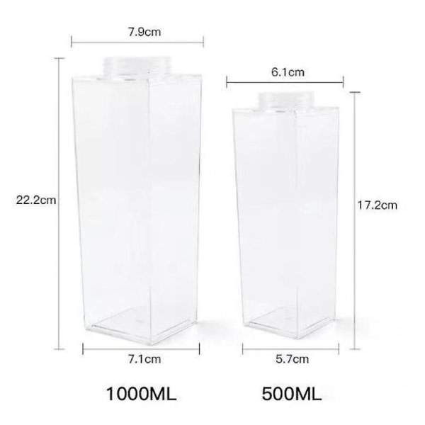 Flaskor 500ml/1000ml Mjölkkartong Flaska Transparent 500ML