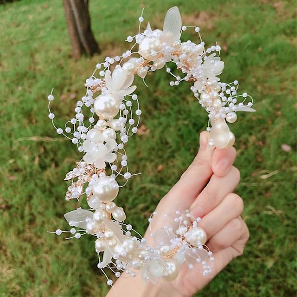 Slør for utdrikningslag - Boho blomsterkrans | Brudeslør | Gave til kommende brud, utdrikningslagsgave + forlovelsesdekorasjon