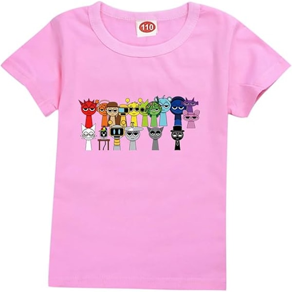 Sprunki T-shirt til drenge børn Sprunki trøje til fans gave figur trykte småbørns t-shirts Sprunki Merch Studentertoppe Pink Pink 120cm