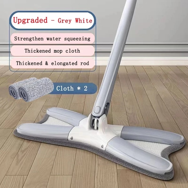 Platt golvmopp med utbytbara tyghuvuden X-Type Handtvätt gratis klämmopp för tak Hörnfönster Lazy Cleaning Tools 003 mop-2