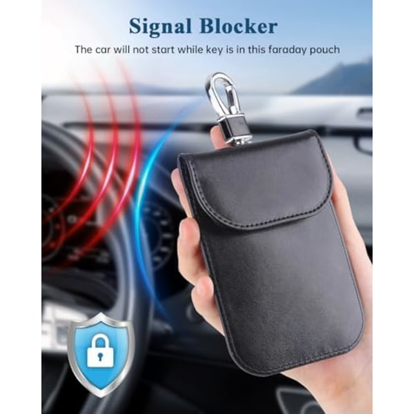 2-pak Faraday-nøkkelbeskyttelse, Anti-Tyveri Faraday-poser, RFID-signalblokkerende etui for bilnøkler, liten størrelse 3,3 tommer x 4,7 tommer