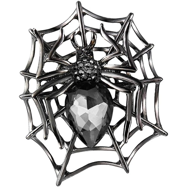 CQBB Halloween Rhinestone Crystals Spider Web Teardrop Spider Brosch