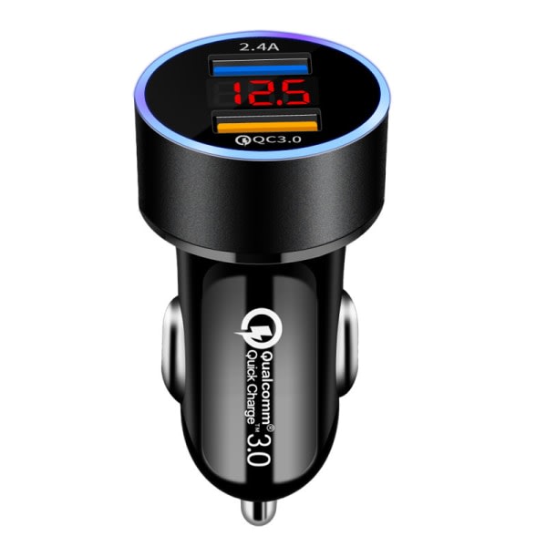 USB billaddare adapter, dubbel QC3.0 port billaddare, helmetall SQBB