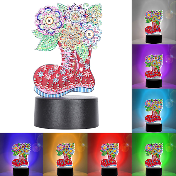 Diamantmaleri LED-lys Smart Touching Sensor 3D USB Jul DIY Hjemmeindretning