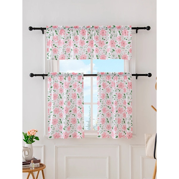 140 * 46Cm (1 kpl) 68 * 60Cm 60 * 91Cm (2 kpl) Pienet Kukkasarjat Keittiöverhot Sopivat Keittiöön vaaleanpunainen 140X46CM