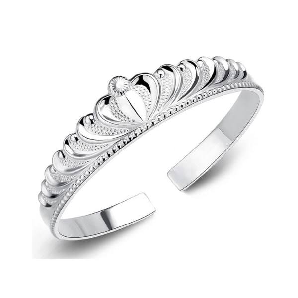 CQBB Sterling silver armband för kvinnor, handgjorda armband för kvinnor, silver manschettarmband (krona)