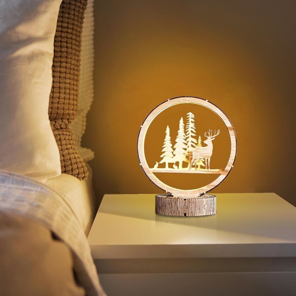 Jullampe | LED-lampe | Nattlampe | Bord | LED-julelampe | batteridrevet barnerom skrivebord kreativ LED-borddekorasjoner for gutter jenter soverom D