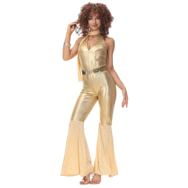 Vintage Rock Disco Kvinnlig Sångerska Kostymer Kvinnor Halloween 70-talet 80-talet Hippie Cosplay Kostym Scen Performance Dansoutfit M SQBB