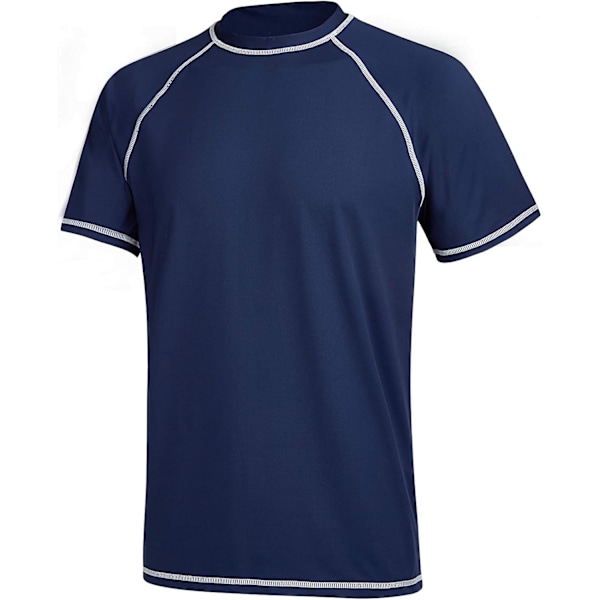 Miesten lyhythihainen nopeasti kuivuva uimatoppi surf UV-aurinkosuoja uimapuku (laivastonsininen) S Navy Blue Navy Blue s