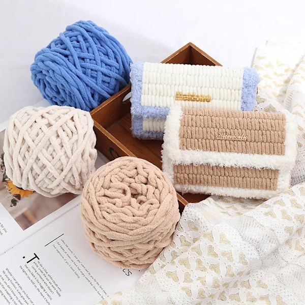 100g Chenille Scarf Tråd för stickning Gör-det-själv-material Färgglatt handstickat garn för handstickning Virkat tjockt ullgarn ull 24