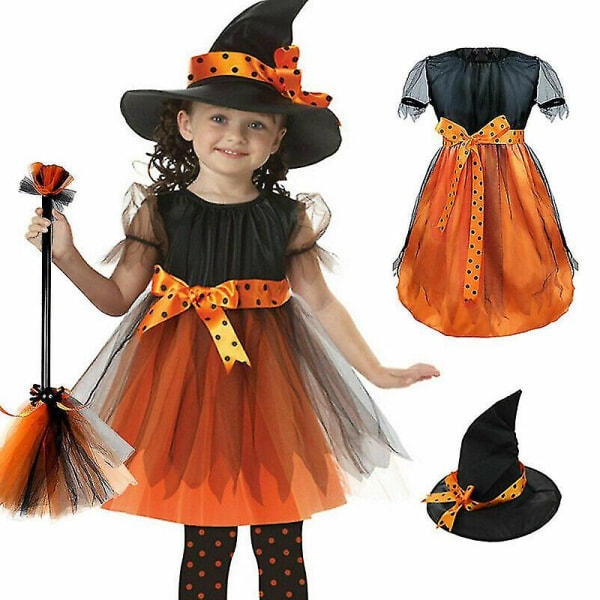 Barns Halloween Häxdräkt Halloween Cosplay Klänning Halloween Kostymer För tjejer