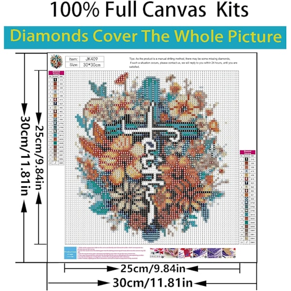 5D Diamantmålning Kit för Vuxna Nybörjare, Korsblommiga Diamantkonst Kit, DIY Full Rund Borr Diamant Punkt Gem Art Kit
