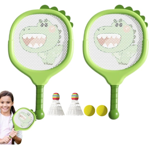 Tennisracketsett for barn | Dinosaur-tema tennisracketter for barn | Sett med 2