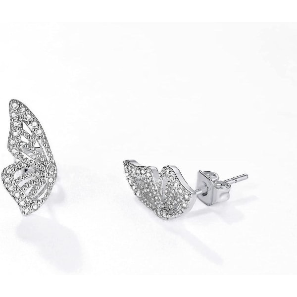 SQBB Butterfly Wing örhängen (ett par) 18k guldpläterade simulerade diamant silver örhängen, små fjärils brosk örhängen för kvinnor