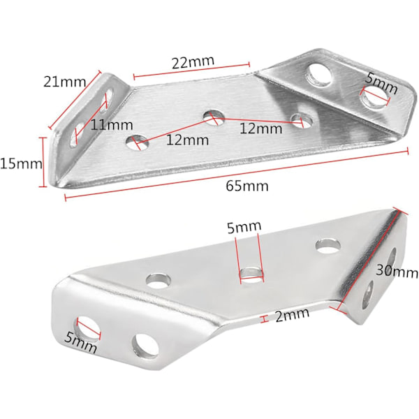 Høyre hjørneforbindelser i rustfritt stål - Møbelkonstruksjon for hyller og skap (30 stk) 30 pieces + 210 screws