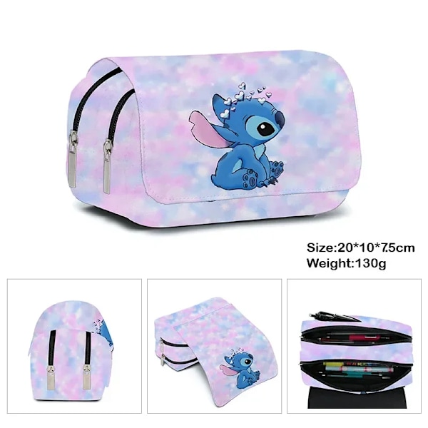 Anime Stitch Fullt Tryckt Flik Penna Väska Papperslåda Pencil Fall Primär Och Sekundär Skola Student Väska Tecknade E