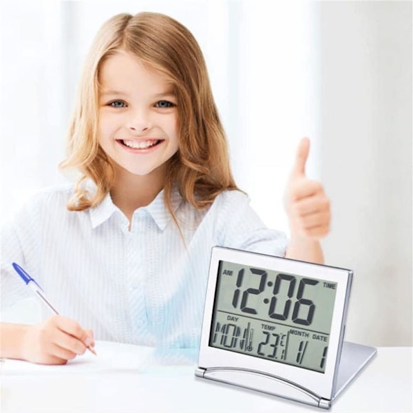 Silver digital väckarklocka Desktop Temperatur LCD-skärm