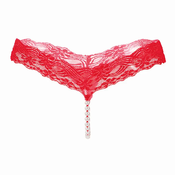 Sexig Spets Underkläder Kvinnor Bakre Bogbyxor Kvinnor G-String T-Back Thong Transparent Underkläder Söt Med Pärlor KL107Rosa En Storlek