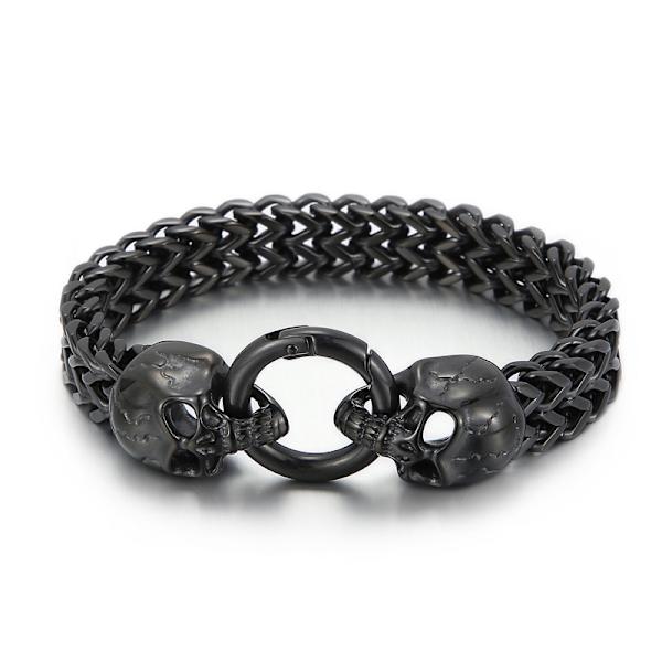 Vintage punk armbånd i rustfrit stål Sort