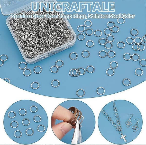 500 stk. 10 mm Åbne Springringe 18 Gauge Rustfrit Stål Runde Springringe Smykketilbehør til DIY Armbånd - Perfekt-max