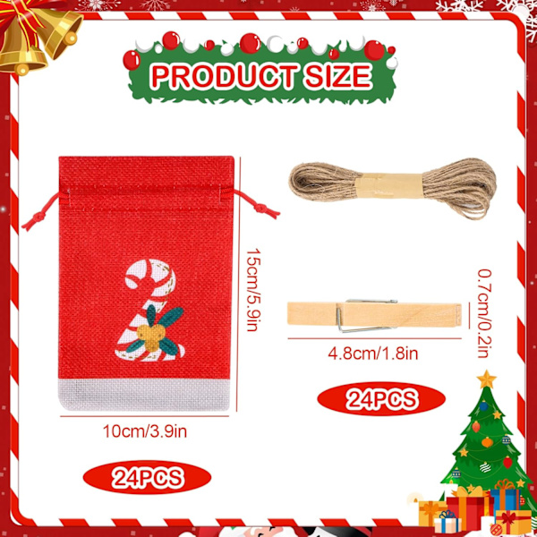 Adventskalender til fyldning - Adventskalender til børn 2024, originale 24 adventskalendere, fyldning, 15 x 10 cm stor julekalender selv
