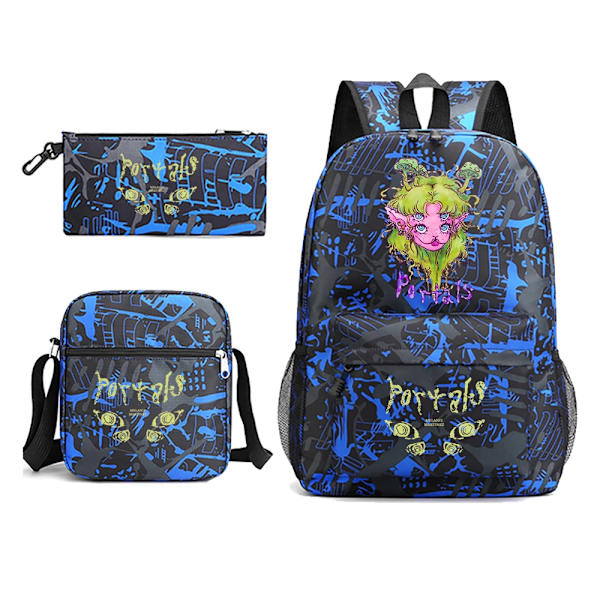 Melanie Martinez Skriv Ut Ungdoms Ryggsäck Set Studentskole Väska Axelpåse Pencil Case 3-Stycke Sett Black 16 inches