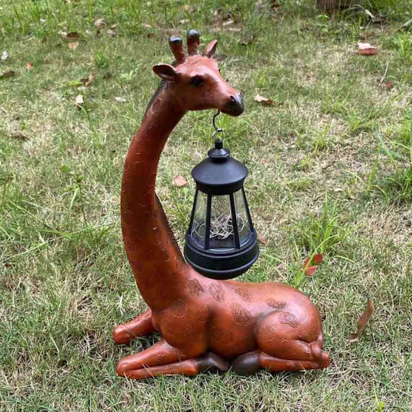 Solljus dyreskulptur \2013 giraff skulptur | morsomme utendørsdekorasjoner | harpiks opplyst hagepynt | kreativ bakgård aksent Liggande