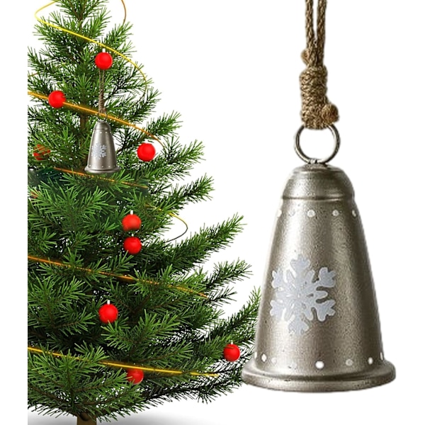 Retro Juleklokkepynt, Jernklokker med Jutetau for Tre og Krans Snowflake clocks