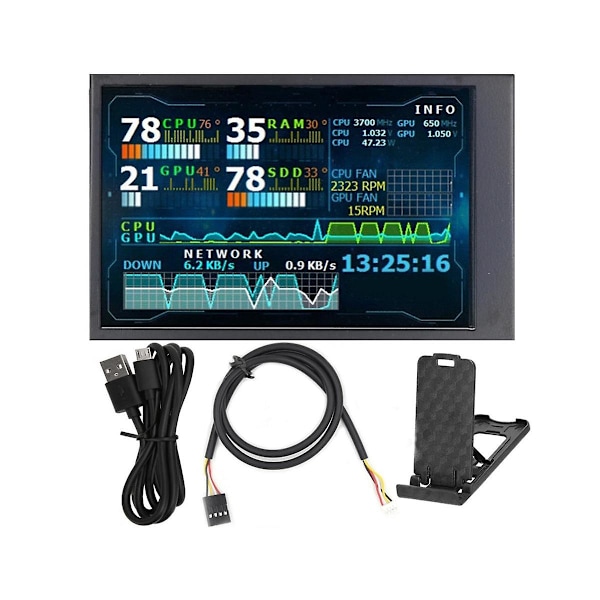 3,5 tommer IPS LCD-skærm Mini kapacitiv skærm til Aida64 USB-computermonitor USB LCD-skærm