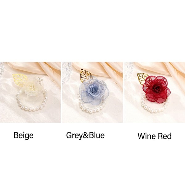 2 ST Brud Handledsblomma Ros Armband VINRÖTT Wine Red