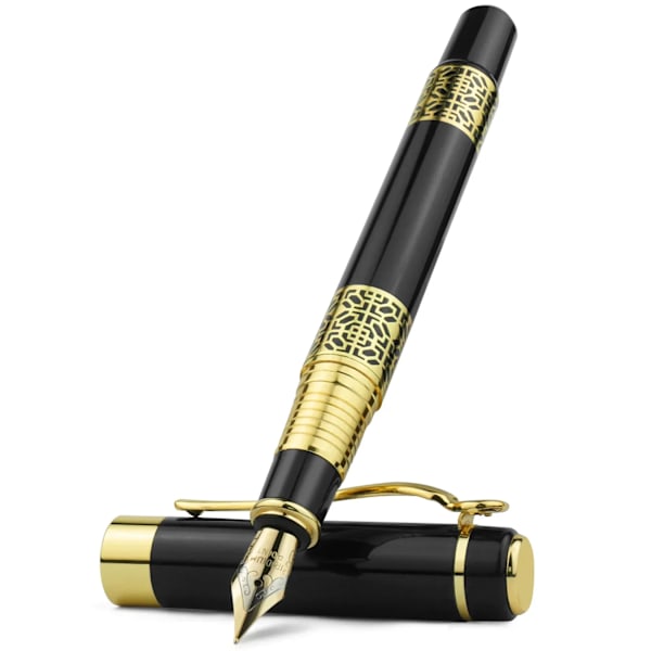 Retro Metal Fountain Pen F Nib Klassisk Design Med Konverter Høj Kvalitet Til Virksomhed Skrive Kontor Skole Leverancer Papirbygninger Brun F