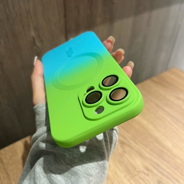 CQBB Magneettinen iPhone 13 Pro -kotelo [yhteensopiva MagSafen kanssa], söpö gradienttivärinen kotelo naisille ja miehille, pehmeä TPU-iskunkestävä kotelo