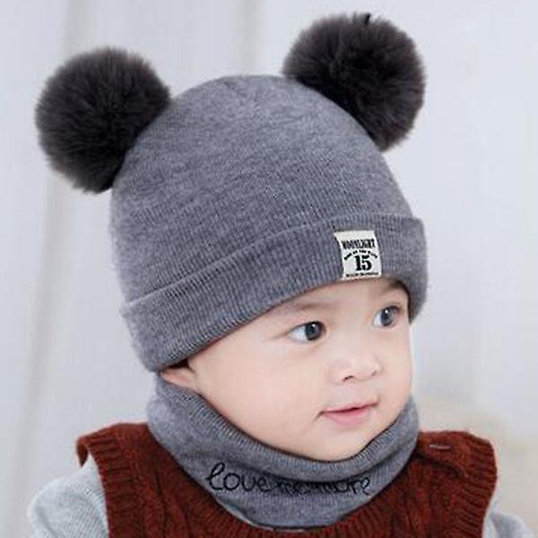 Baby Toddler Flickor Pojkar Warm Hat Vinter Beanie Cap+sjal