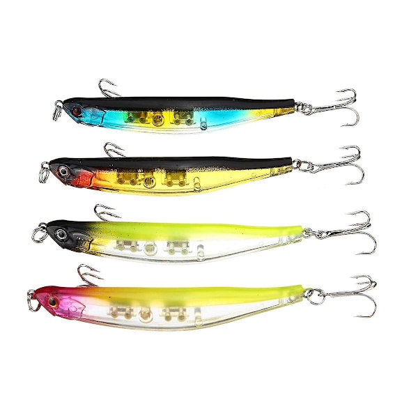 4x Transparent Hard Body Bent Minnow Topwater Pencil Fiske