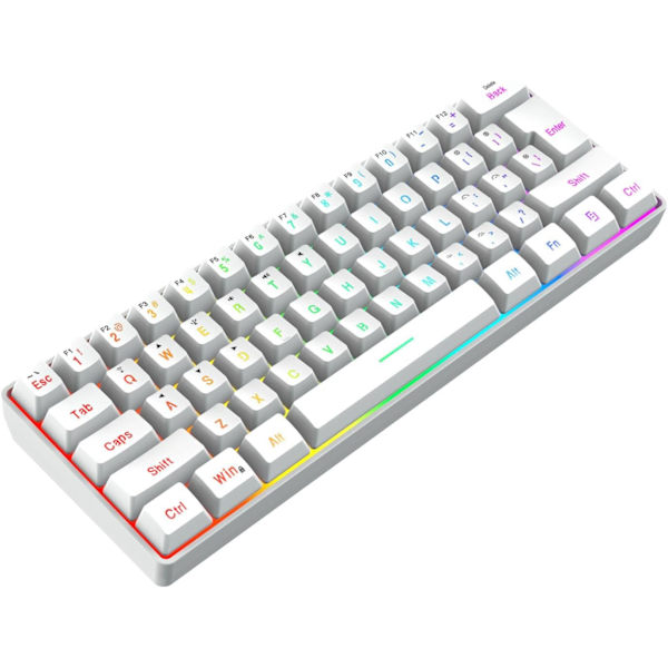 Gamingtangentbord 60 Procent Litet Gamingtangentbord 3-Läges Tangentbord Tyst 61 Tangenter 2.4G Teclado Gamer Trådlöst Trådbundet RGB Bakgrundsbelyst Tangentbord för Bärbar Vit