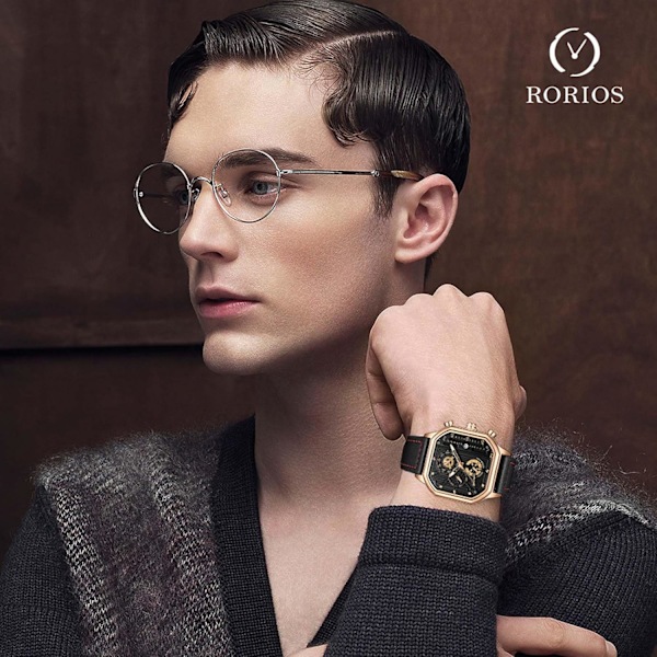 Herrar Kvartsur Klocka Mode Fyrkantig Armbandsur Luminous Analog Klocka Multifunktionell Kronograf Klocka Fritid Rostfritt Stål Herrklocka Svart Guld A Black gold A