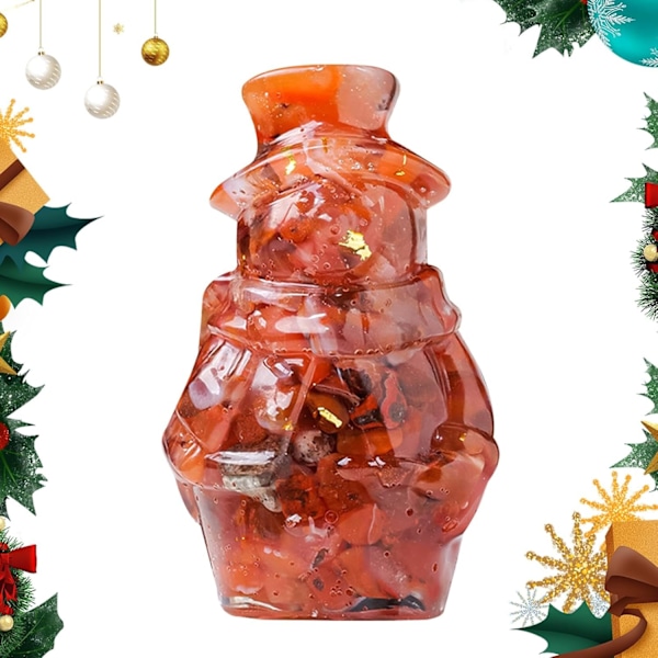 Kristalli Lumimieshahmo - 3D Joulu Miniatyyri, Punainen Agati Red agate